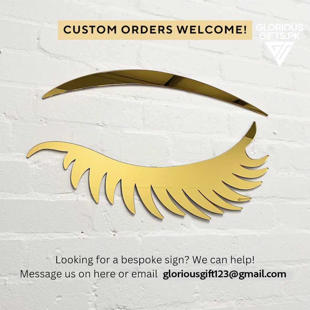 3D Lips Acrylic Wall Golden Mirror Beauty Room Sign GW009 - GloriousGifts.Pk | Pakistan's 1 Office & Home Decoration Brand