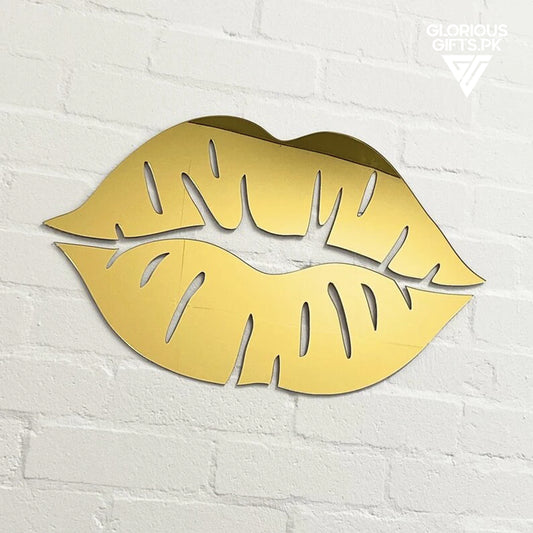 3D Lips Acrylic Wall Golden Mirror Beauty Room Sign GW009 - GloriousGifts.Pk | Pakistan's 1 Office & Home Decoration Brand