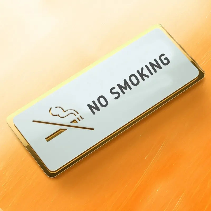 Lizer cut golden mirror no smoking warning sign Office, Hotel Door Plate GD010