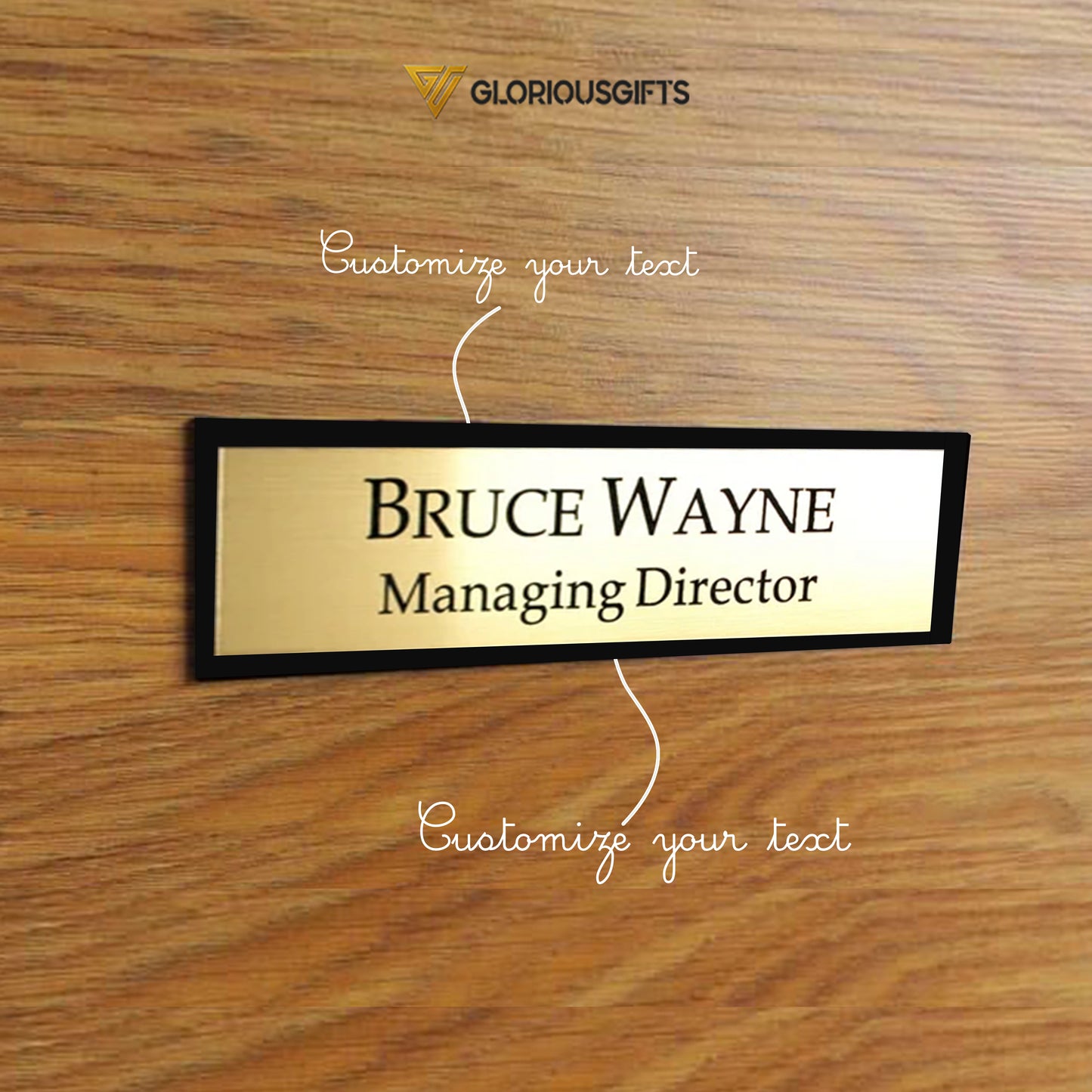 Executive Personalized Door Name Plate, Custom Printed GD002