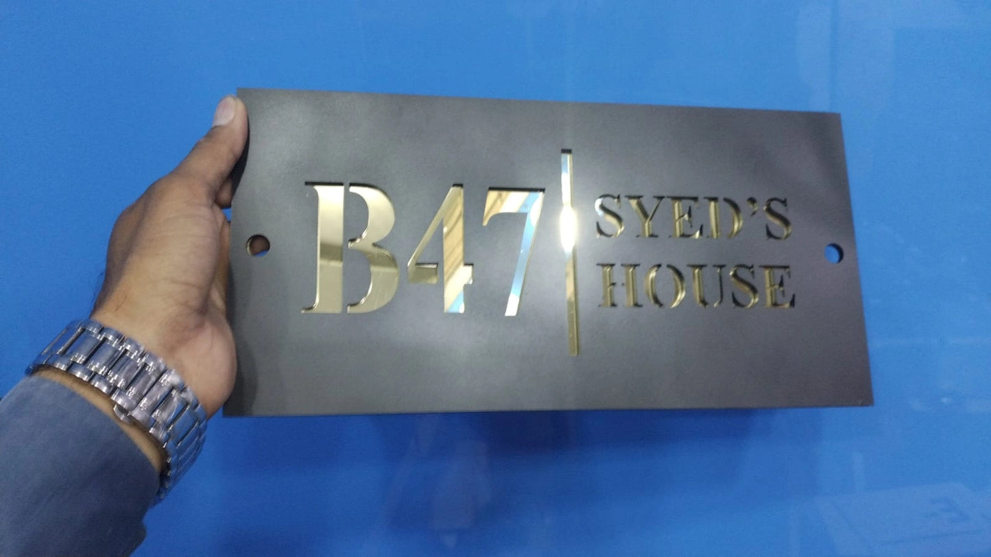 Personalized 3D Floating House Name Plates - Matte Black Acrylic GN007