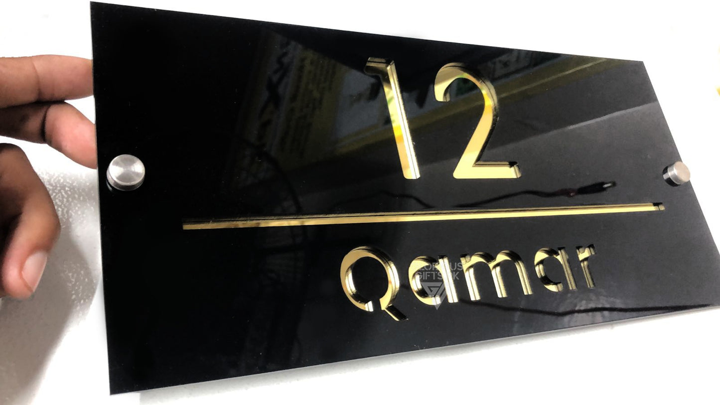 Golden Mirror House Name Plaque | GN010