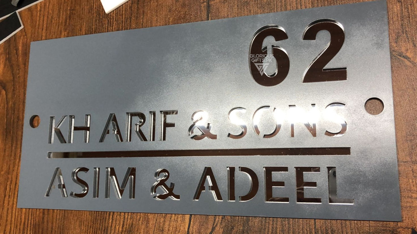 Matte Gray & Black Laser Cut House Number | GN013