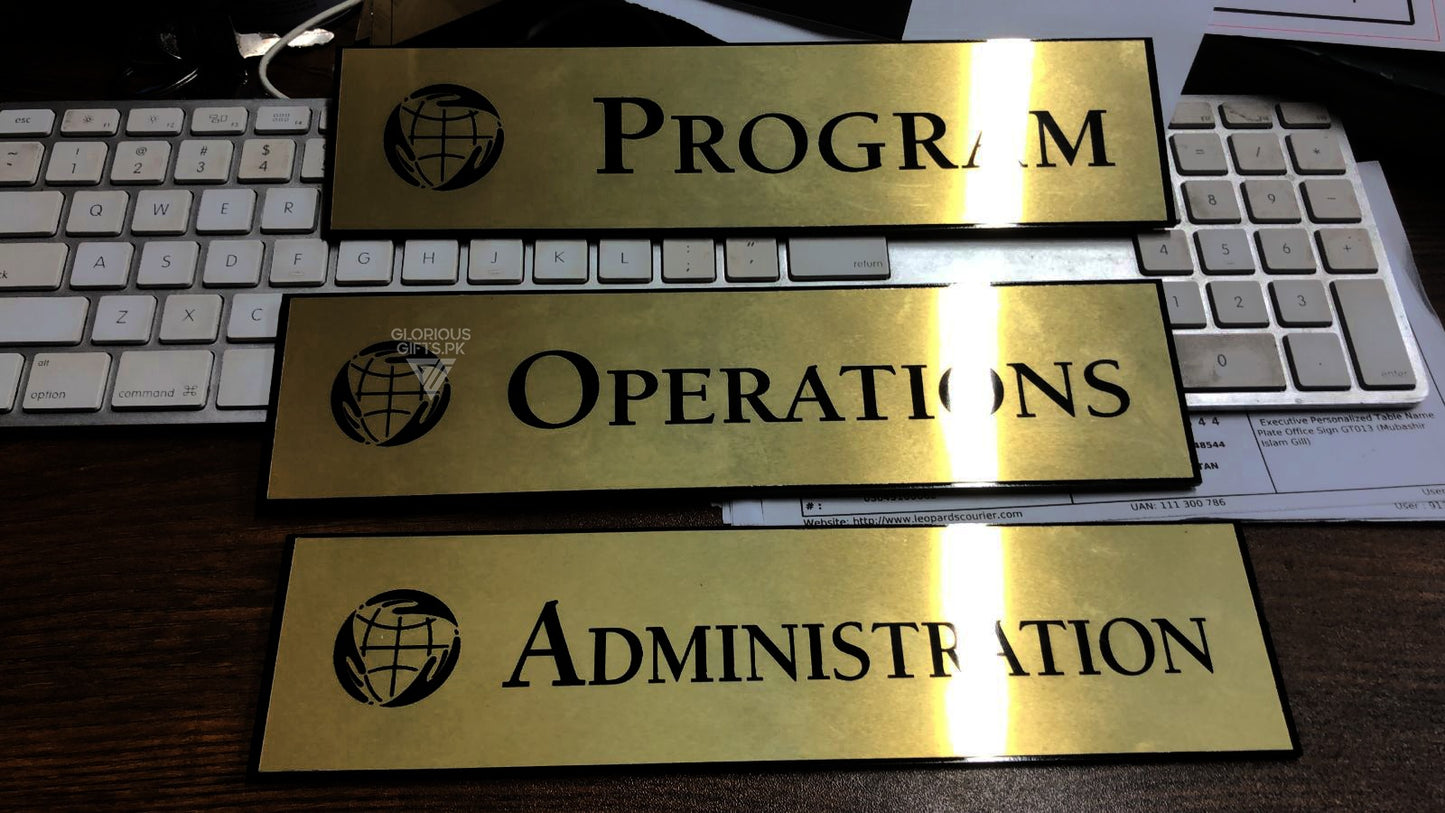 Executive Personalized Door Name Plate, Custom Printed GD002