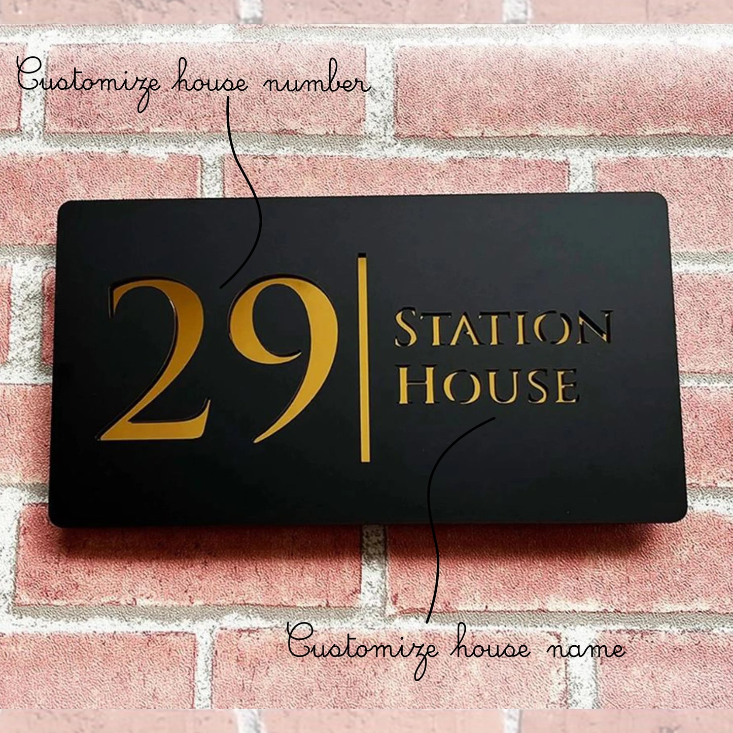 Personalized 3D Floating House Name Plates - Matte Black Acrylic GN007