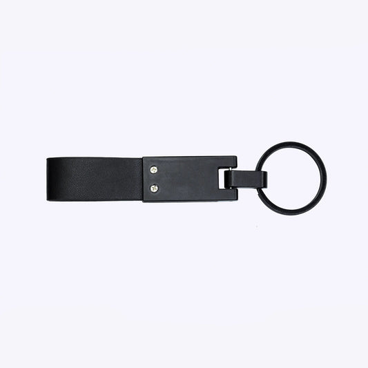 Personalized Leather & Metal Keyring Keychain, Custom Engraved GX006