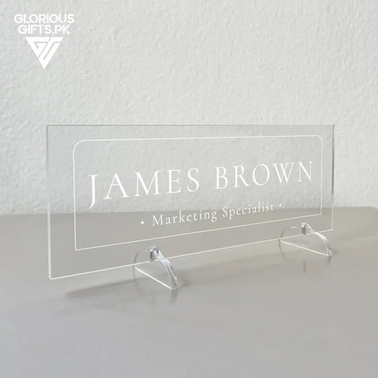 Custom Acrylic Desk Nameplate, Transparent Acrylic, Office Desk Decoration GT011