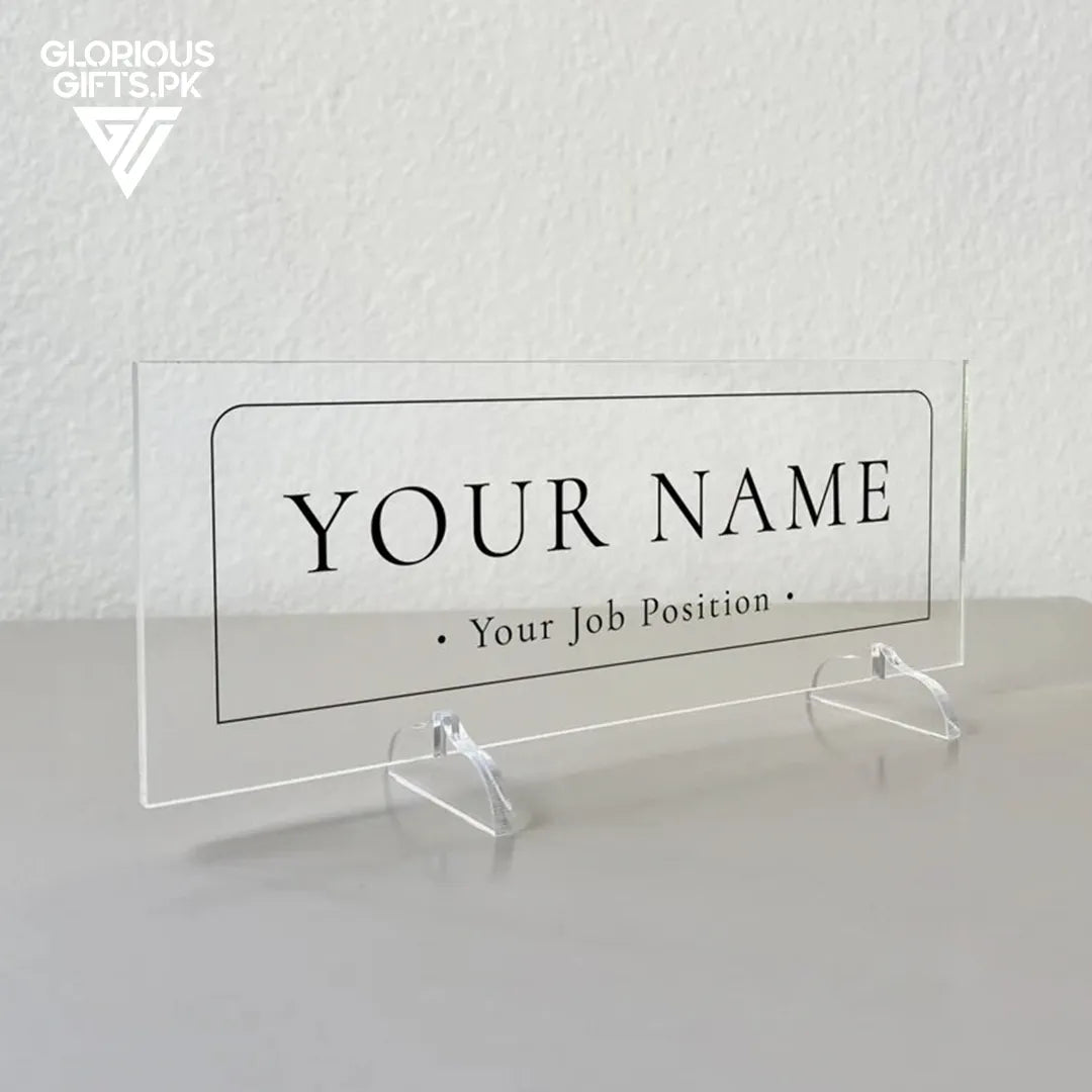 Custom Acrylic Desk Nameplate, Transparent Acrylic, Office Desk Decoration GT011