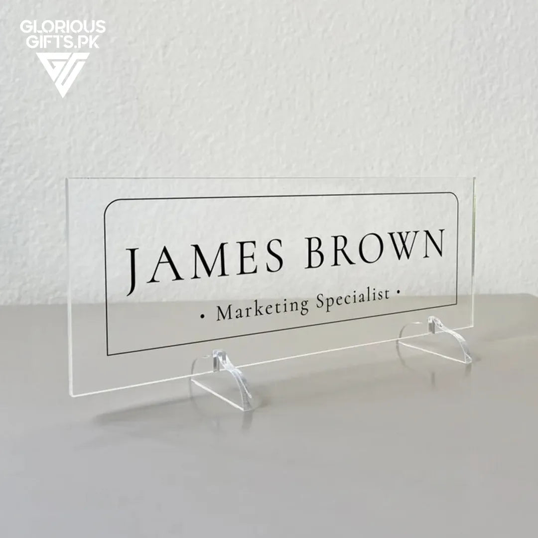 Custom Acrylic Desk Nameplate, Transparent Acrylic, Office Desk Decoration GT011