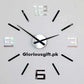 Clock, large wall clock, black and mirror, silvers decoration GC020