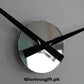 Clock, large wall clock, black and mirror, silvers decoration GC020