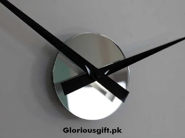 Clock, large wall clock, black and mirror, silvers decoration GC020