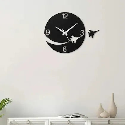 Airplane Round Wooden Clock  for Living Room GC004