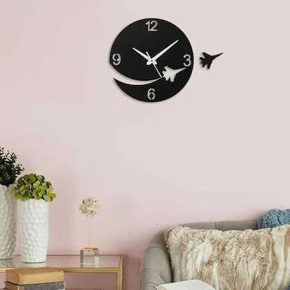 Airplane Round Wooden Clock  for Living Room GC004