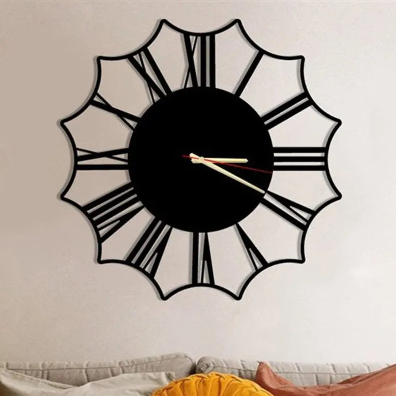 Black Oversize Clock, Unique Silent Large wooden Clock GC013