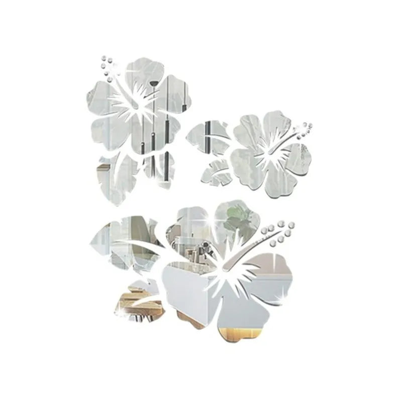 Rose Flower Leaves Silver Mirror Acrylic GW002