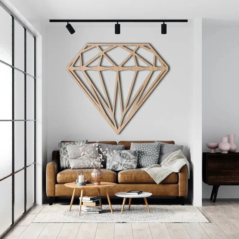 Wooden Geometric Diamond Wall Decor Wood Wall Art GW016